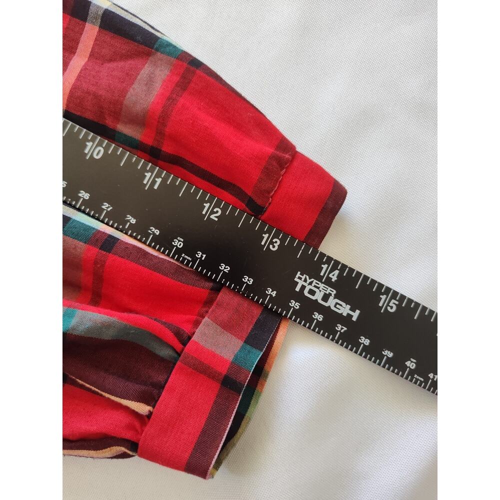 Cheryl Tiegs Women's Size 10 Plaid Collared Button-Up Shirt Red Green Black 3/4 - Picture 9 of 10